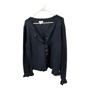 NWT CeCe Dark Blue Cardigan with Ruffle Accents
Size L
